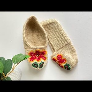 Hand knitted 100% wool slippers.